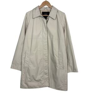 Coach Jacket Trench Hidden Button Collar Khaki Casual Resistant Camel Coat - L